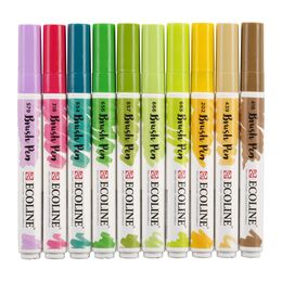 Talens Ecoline Brush Pen Fırça Uçlu Kalem Seti 10 Renk BOTANIC COLOURS