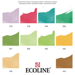 Talens Ecoline Brush Pen Fırça Uçlu Kalem Seti 10 Renk BOTANIC COLOURS