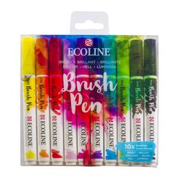 Talens Ecoline Brush Pen Fırça Uçlu Kalem Seti 10 Renk BRIGHT COLOURS