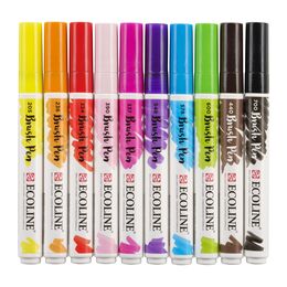 Talens Ecoline Brush Pen Fırça Uçlu Kalem Seti 10 Renk BRIGHT COLOURS