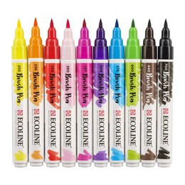 Talens Ecoline Brush Pen Fırça Uçlu Kalem Seti 10 Renk BRIGHT COLOURS - Thumbnail
