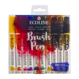 Talens Ecoline Brush Pen Fırça Uçlu Kalem Seti 10 Renk DARK COLOURS - 1