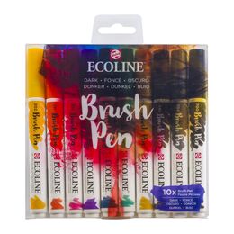 Talens Ecoline Brush Pen Fırça Uçlu Kalem Seti 10 Renk DARK COLOURS