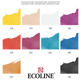 Talens Ecoline Brush Pen Fırça Uçlu Kalem Seti 10 Renk FASHION COLOURS