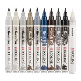 Talens Ecoline Brush Pen Fırça Uçlu Kalem Seti 10 Renk GREYS COLOURS