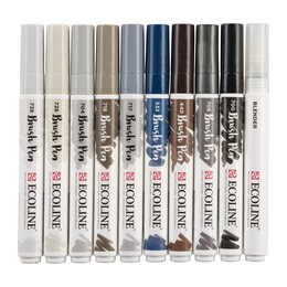 Talens Ecoline Brush Pen Fırça Uçlu Kalem Seti 10 Renk GREYS COLOURS - Thumbnail