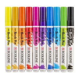 Talens Ecoline Brush Pen Fırça Uçlu Kalem Seti 10 Renk PRIMARY COLOURS - Thumbnail