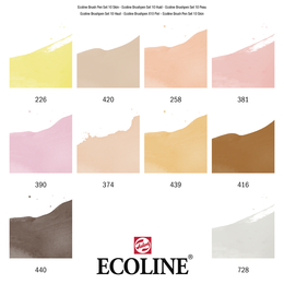 Talens Ecoline Brush Pen Fırça Uçlu Kalem Seti 10 Renk SKIN COLOURS - 4