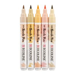 Talens Ecoline Brush Pen Fırça Uçlu Kalem Seti 5 Renk BEIGE PINK COLOURS - 2