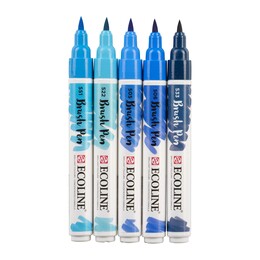 Talens Ecoline Brush Pen Fırça Uçlu Kalem Seti 5 Renk BLUE COLOURS - Thumbnail