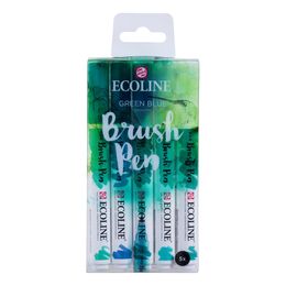 Talens Ecoline Brush Pen Fırça Uçlu Kalem Seti 5 Renk GREEN BLUE COLOURS - 1