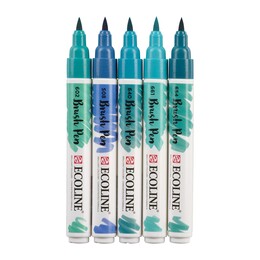 Talens Ecoline Brush Pen Fırça Uçlu Kalem Seti 5 Renk GREEN BLUE COLOURS - Thumbnail