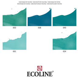 Talens Ecoline Brush Pen Fırça Uçlu Kalem Seti 5 Renk GREEN BLUE COLOURS