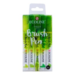 Talens Ecoline Brush Pen Fırça Uçlu Kalem Seti 5 Renk GREEN COLOURS - 1