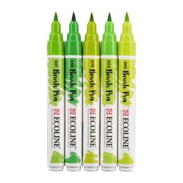 Talens Ecoline Brush Pen Fırça Uçlu Kalem Seti 5 Renk GREEN COLOURS