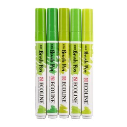 Talens Ecoline Brush Pen Fırça Uçlu Kalem Seti 5 Renk GREEN COLOURS - 4