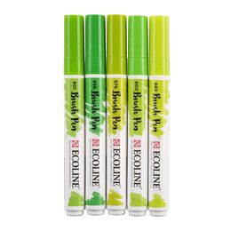 Talens Ecoline Brush Pen Fırça Uçlu Kalem Seti 5 Renk GREEN COLOURS