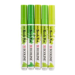 Talens Ecoline Brush Pen Fırça Uçlu Kalem Seti 5 Renk GREEN COLOURS - 4