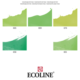 Talens Ecoline Brush Pen Fırça Uçlu Kalem Seti 5 Renk GREEN COLOURS - Thumbnail