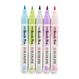 Talens Ecoline Brush Pen Fırça Uçlu Kalem Seti 5 Renk PASTEL COLOURS - 2