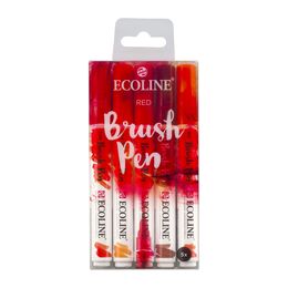 Talens Ecoline Brush Pen Fırça Uçlu Kalem Seti 5 Renk RED COLOURS