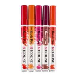 Talens Ecoline Brush Pen Fırça Uçlu Kalem Seti 5 Renk RED COLOURS - 3