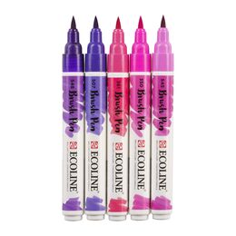 Talens Ecoline Brush Pen Fırça Uçlu Kalem Seti 5 Renk VIOLET COLOURS