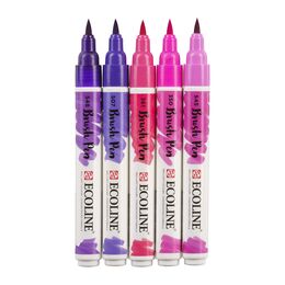 Talens Ecoline Brush Pen Fırça Uçlu Kalem Seti 5 Renk VIOLET COLOURS - 2