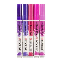 Talens Ecoline Brush Pen Fırça Uçlu Kalem Seti 5 Renk VIOLET COLOURS - 3