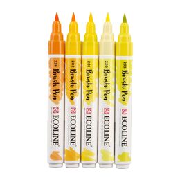 Talens Ecoline Brush Pen Fırça Uçlu Kalem Seti 5 Renk YELLOW COLOURS