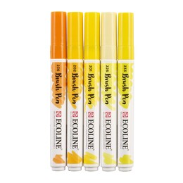 Talens Ecoline Brush Pen Fırça Uçlu Kalem Seti 5 Renk YELLOW COLOURS - 3