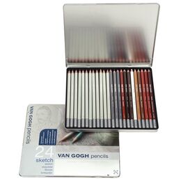 Talens Van Gogh Sketch Set Graphic Special Eskiz & Sanguine Karakalem Eskiz Çizim Seti 24'lü Metal Kutu