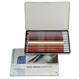 Talens Van Gogh Sketch Set Special Sanguine Karakalem Eskiz Çizim Seti 12'li Metal Kutu