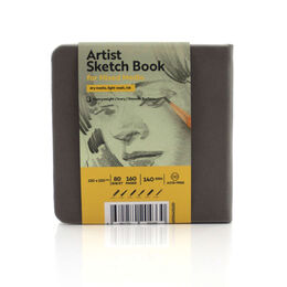 Tigertint Sketchbook Sert Kapak Eskiz Çizim Defteri 140 gr. 12x12 cm. 80 yp. GRİ - 1