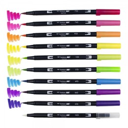 Tombow Dual Brush Pen Fırça Uçlu Kalem Seti 10 RENK BRIGHT COLOURS - Thumbnail