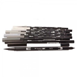 Tombow Dual Brush Pen Fırça Uçlu Kalem Seti 10 RENK GRAYSCALE COLOURS - Thumbnail