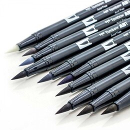 Tombow Dual Brush Pen Fırça Uçlu Kalem Seti 10 RENK GRAYSCALE COLOURS - Thumbnail