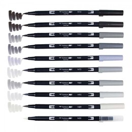 Tombow Dual Brush Pen Fırça Uçlu Kalem Seti 10 RENK GRAYSCALE COLOURS - Thumbnail