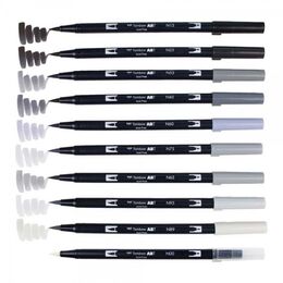 Tombow Dual Brush Pen Fırça Uçlu Kalem Seti 10 RENK GRAYSCALE COLOURS