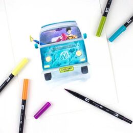 Tombow Dual Brush Pen Fırça Uçlu Kalem Seti 10 RENK RETRO COLOURS - 5