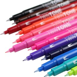 Tombow TwinTone Çift Uçlu Kalem Seti 12 Renk CANLI RENKLER - 2