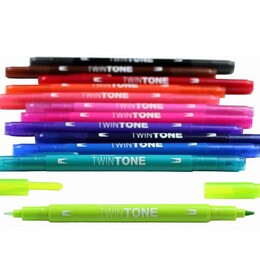 Tombow TwinTone Çift Uçlu Kalem Seti 12 Renk CANLI RENKLER - Thumbnail