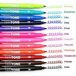 Tombow TwinTone Çift Uçlu Kalem Seti 12 Renk CANLI RENKLER - 5