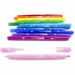 Tombow TwinTone Çift Uçlu Kalem Seti 12 Renk GÖKKUŞAĞI RENKLER - Thumbnail