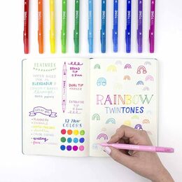 Tombow TwinTone Çift Uçlu Kalem Seti 12 Renk GÖKKUŞAĞI RENKLER - 5