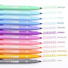 Tombow TwinTone Çift Uçlu Kalem Seti 12 Renk PASTEL RENKLER - 4