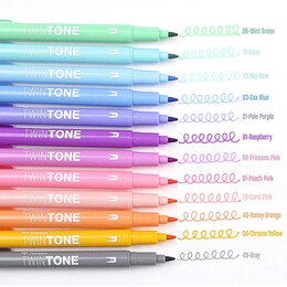 Tombow TwinTone Çift Uçlu Kalem Seti 12 Renk PASTEL RENKLER - Thumbnail