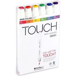Touch Twin Brush Marker Fırça Uçlu Marker Seti 6 Renk ANA RENKLER