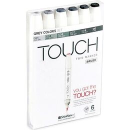 Touch Twin Brush Marker Fırça Uçlu Marker Seti 6 Renk GRİ TONLARI