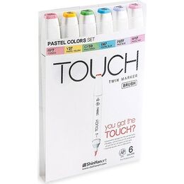 Touch Twin Brush Marker Fırça Uçlu Marker Seti 6 Renk PASTEL RENKLER